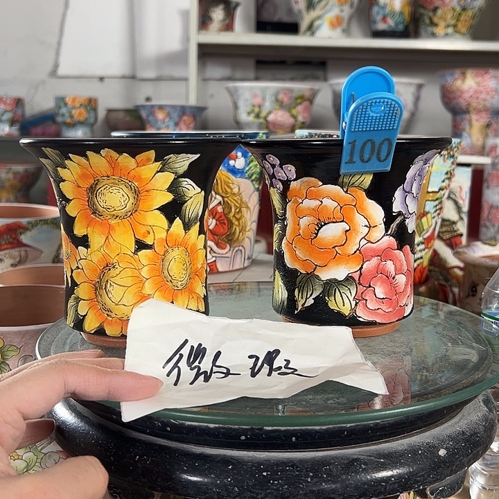 满38包邮景德镇手绘花盆性价比超高