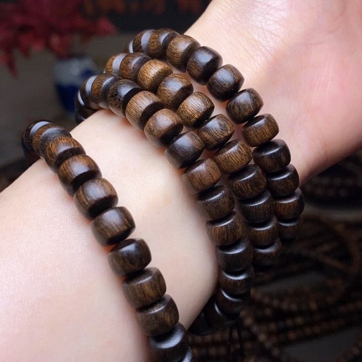 沉香手串越南富森红土瘤疤0.6×0.8×108