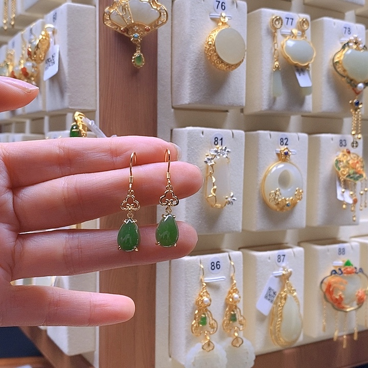 和田玉颈饰银S925镶嵌