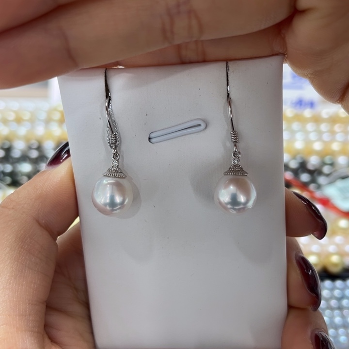 海水珍珠耳饰银S925镶嵌