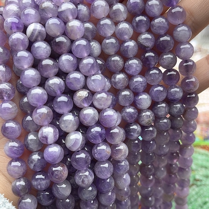 未镶嵌玛瑙/玉髓珠宝半成品一条8mm左右梦幻紫晶