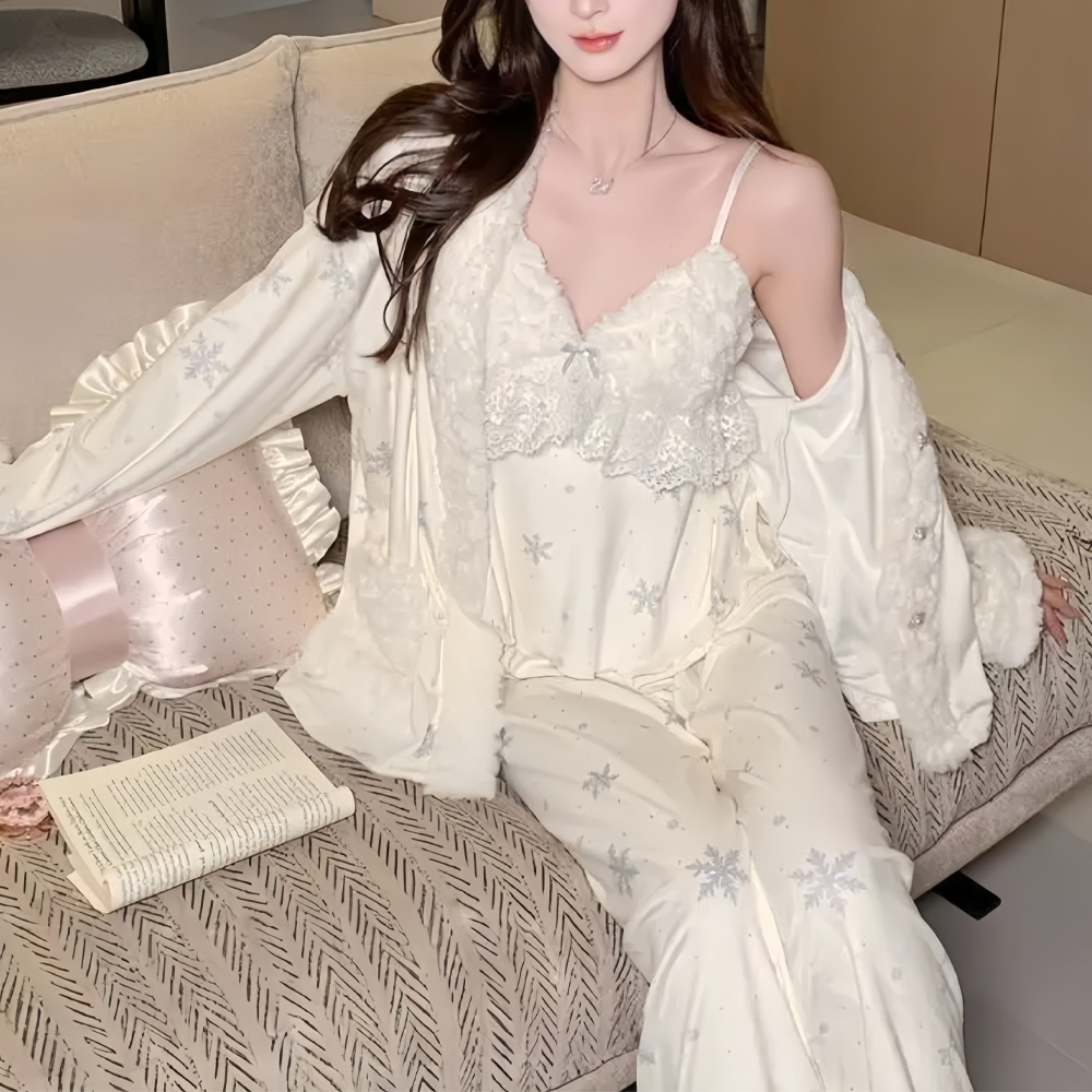 冬款双面海岛绒睡衣【初雪】软乎乎甜美宿舍秋冬季家居服ins保暖