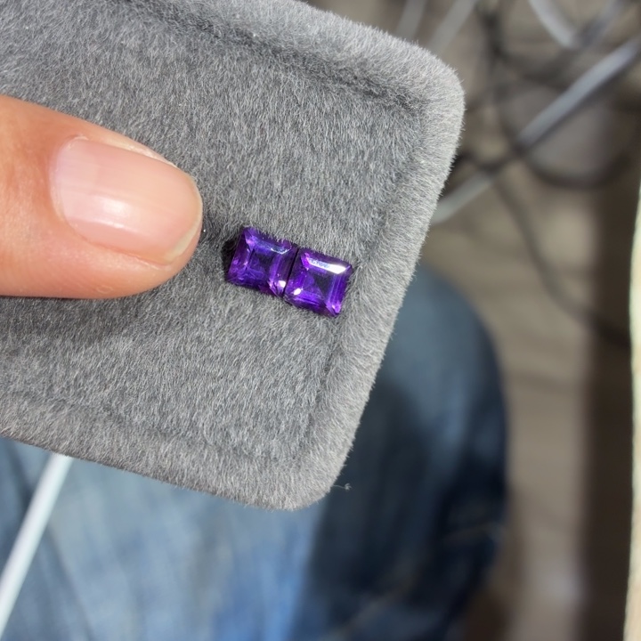 未镶嵌紫晶笔搁裸石1对