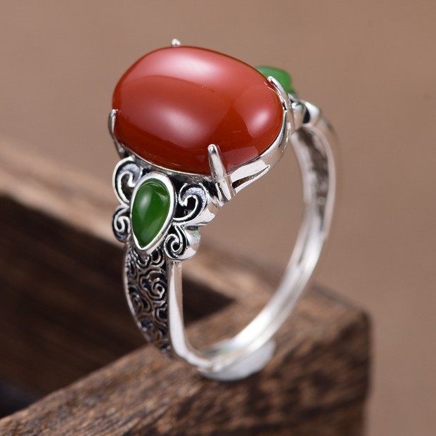 s925银女士玛瑙戒指