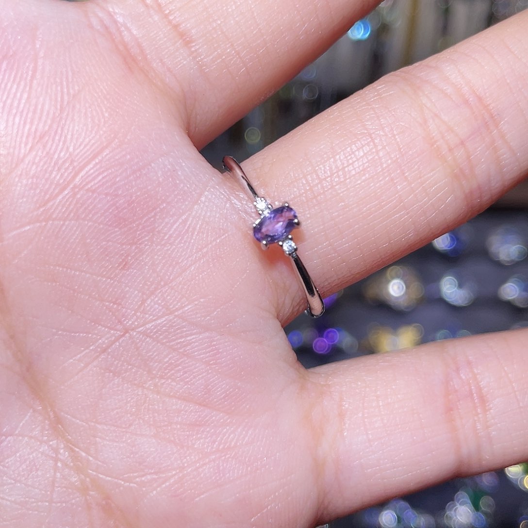 紫晶戒指银S925镶嵌34578