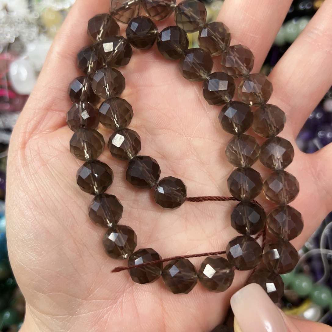 ੯***˗玛瑙/玉髓未镶嵌珠宝半成品，天然茶晶卡10蹦迪切一条