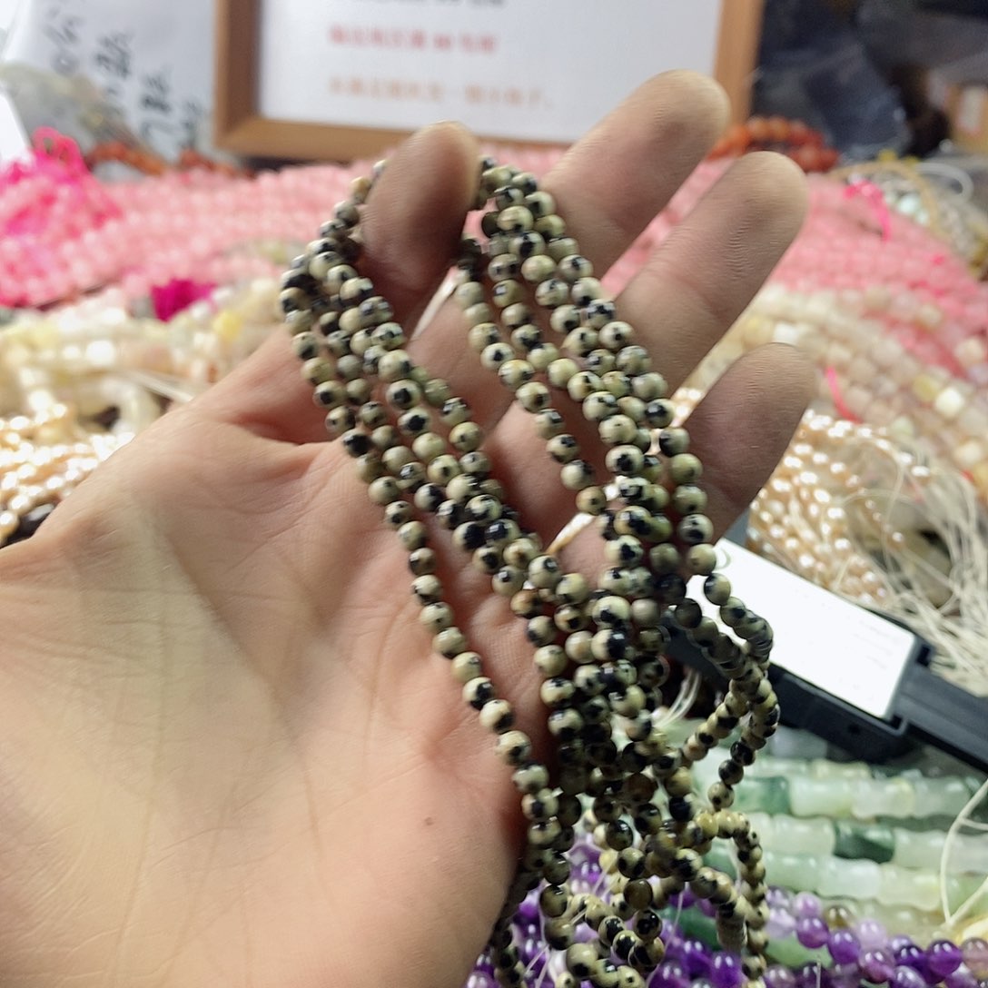 玛瑙/玉髓珠宝半成品银S925镶嵌一条鹌鹑蛋4mmA259