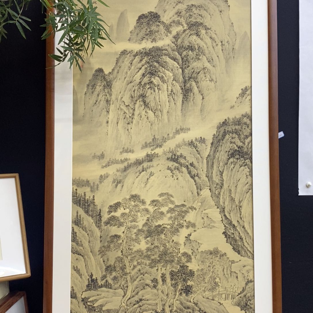 国画清****?手绘国画宋元山水精品带框包邮