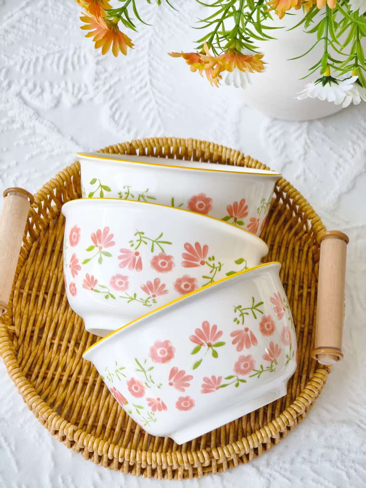 6只装 5英寸小碎花甜心碗家用陶瓷米饭碗吃饭碗清新简约INS风