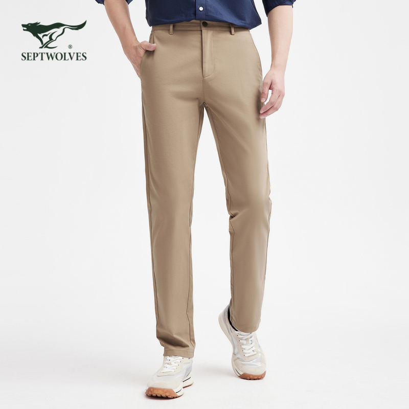 【弹力】七匹狼男装官方春季百搭商务休闲裤舒适透气直筒男长裤2104