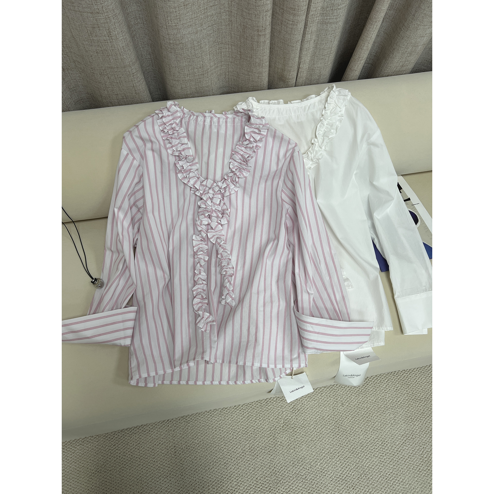 重工花边领宽松衬衫1753（清）