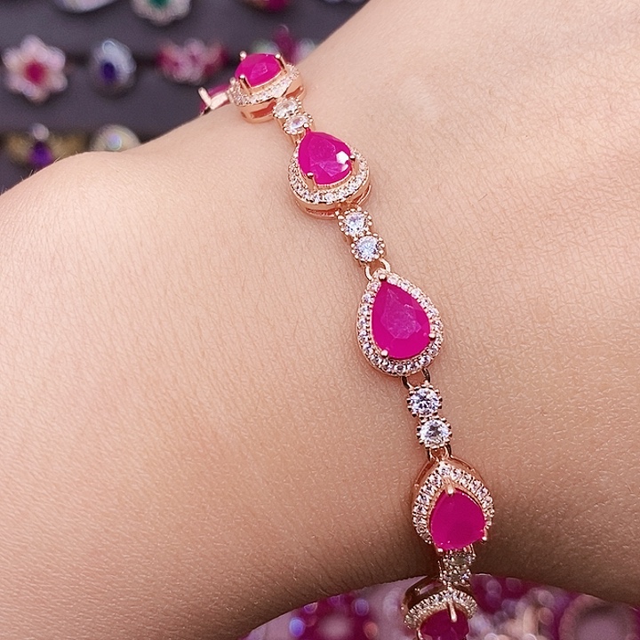 手链银S925镶嵌红宝石