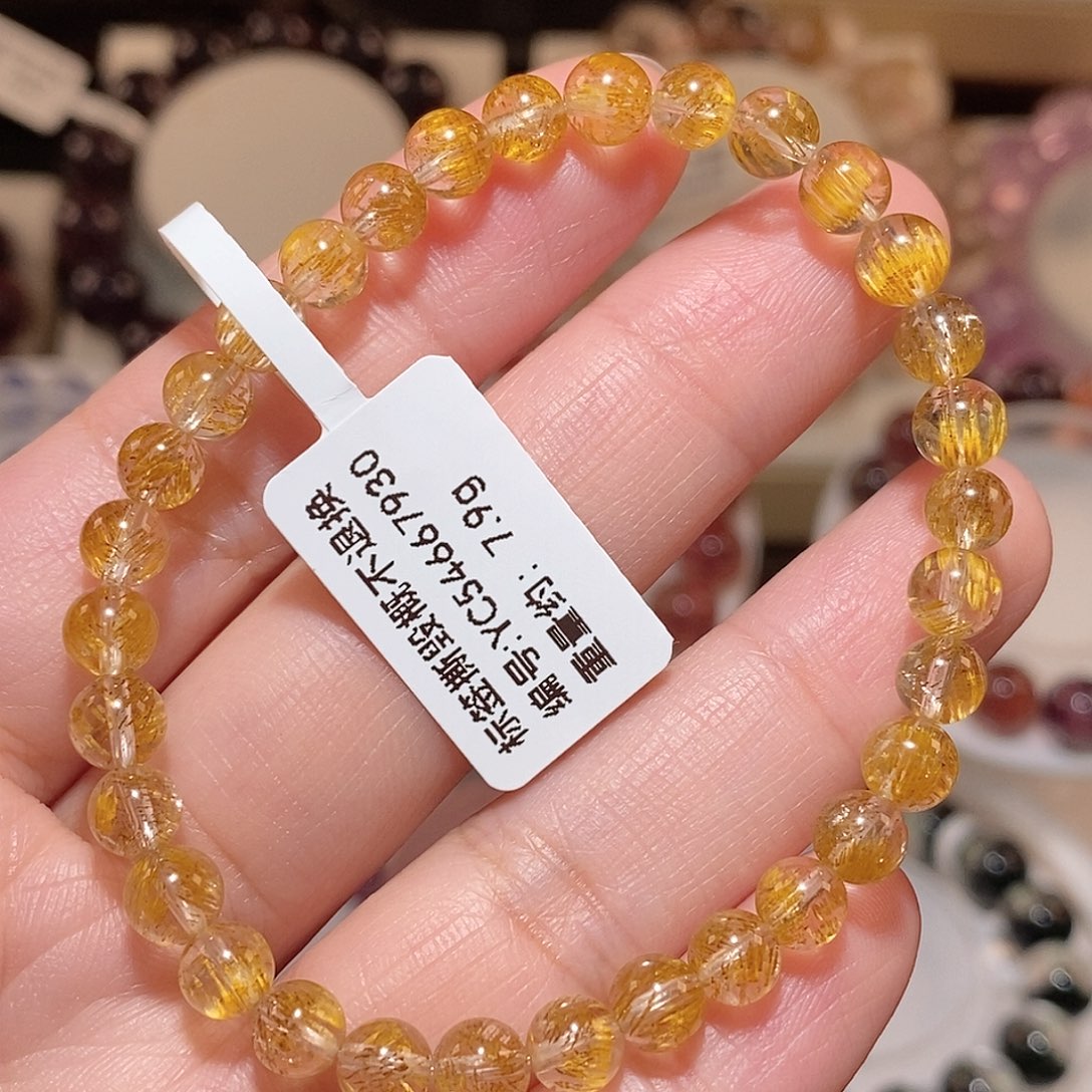 水晶手链未镶嵌F黄金超七5.8