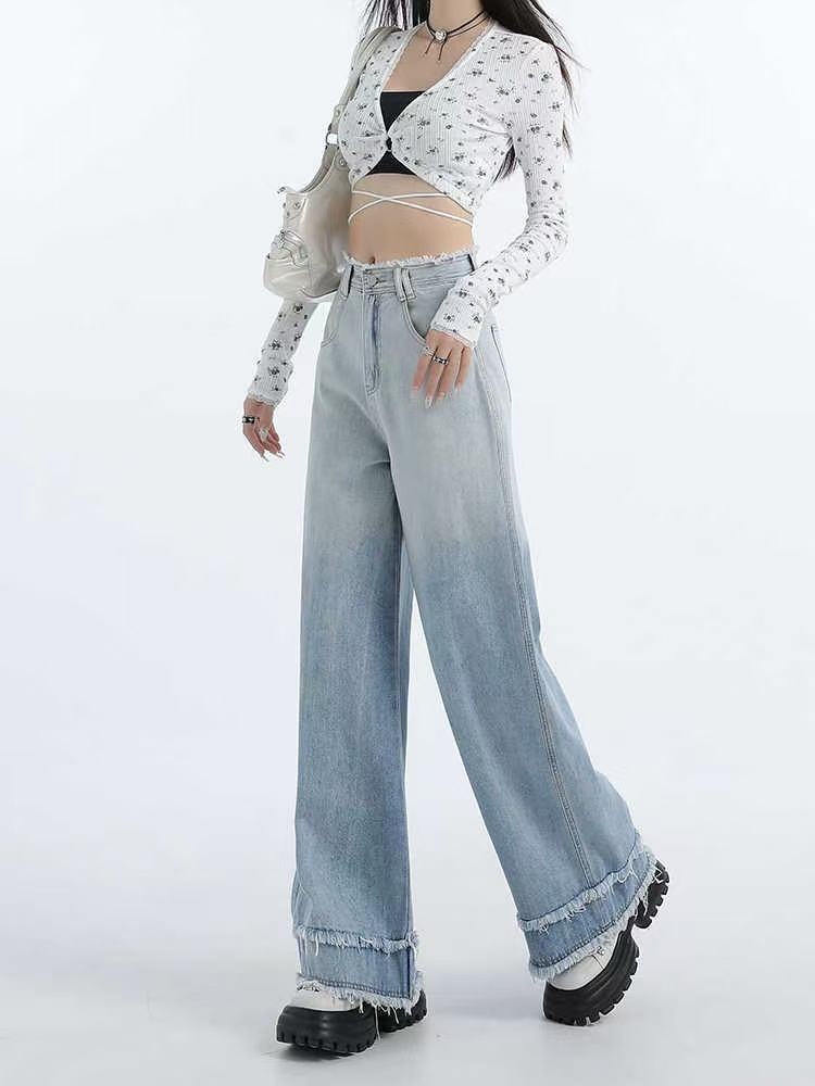 具 2025新款牛仔裤女高腰阔腿裤直筒宽松