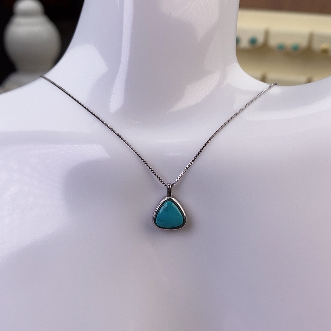 绿松石颈饰银S925镶嵌