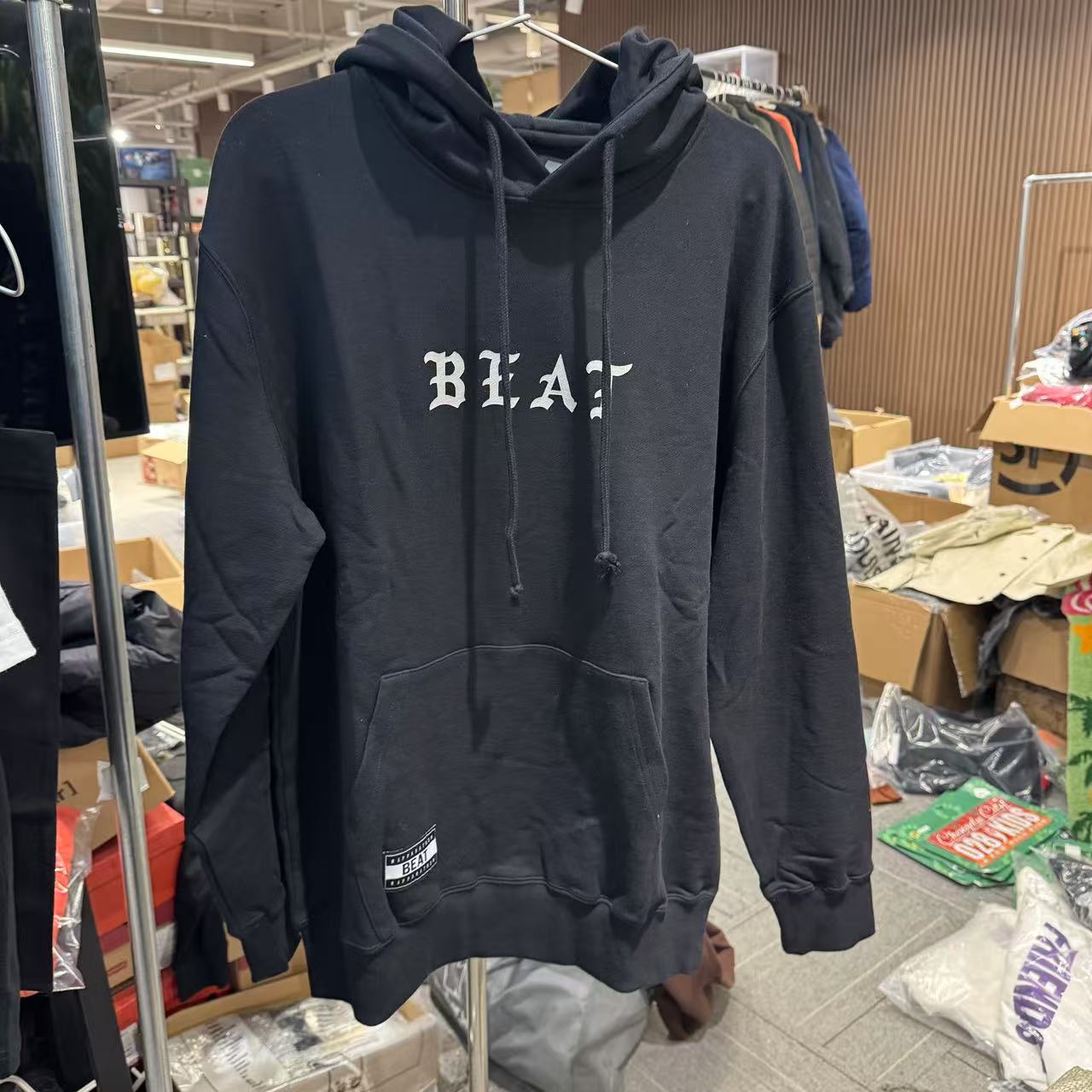 BEAT 黑色 背后火焰玫瑰 连帽卫衣 潮流服饰