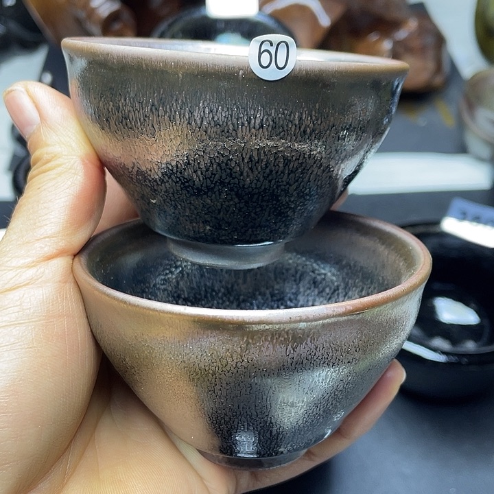 茶盏柴烧建盏束口对杯60