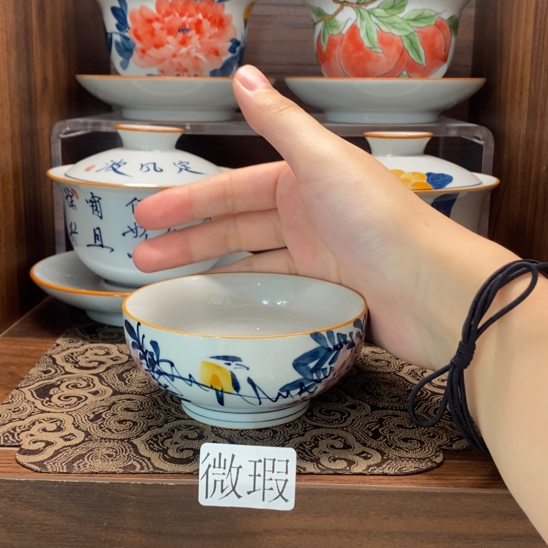 釉下彩老陶泥手工绘制