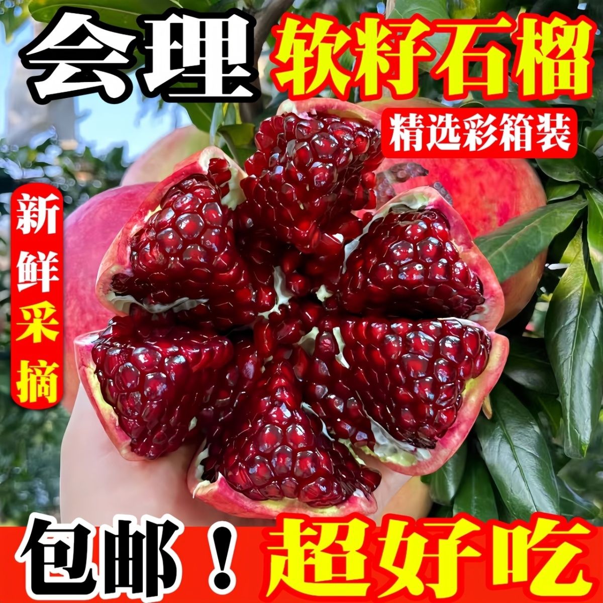 正宗四川会理突尼斯软籽石榴应季孕妇水果新鲜红心甜石榴整箱批发
