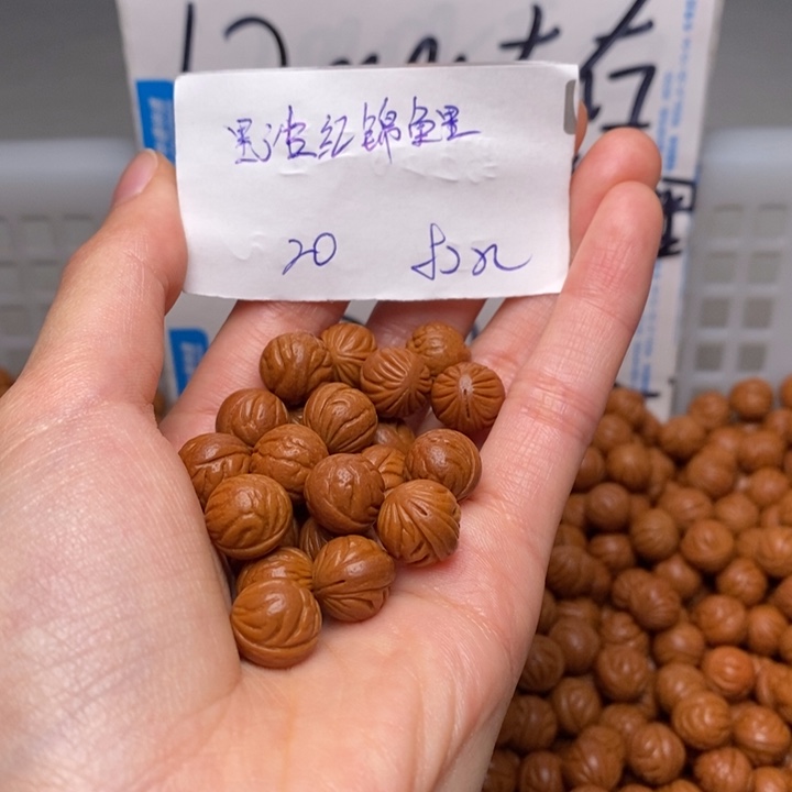 手串桃核11mm左右野生红锦鲤20颗（打孔）