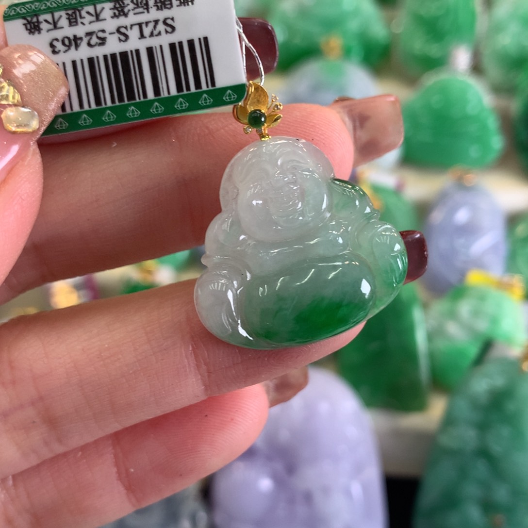 翡翠吊坠(不含链)18K金镶嵌