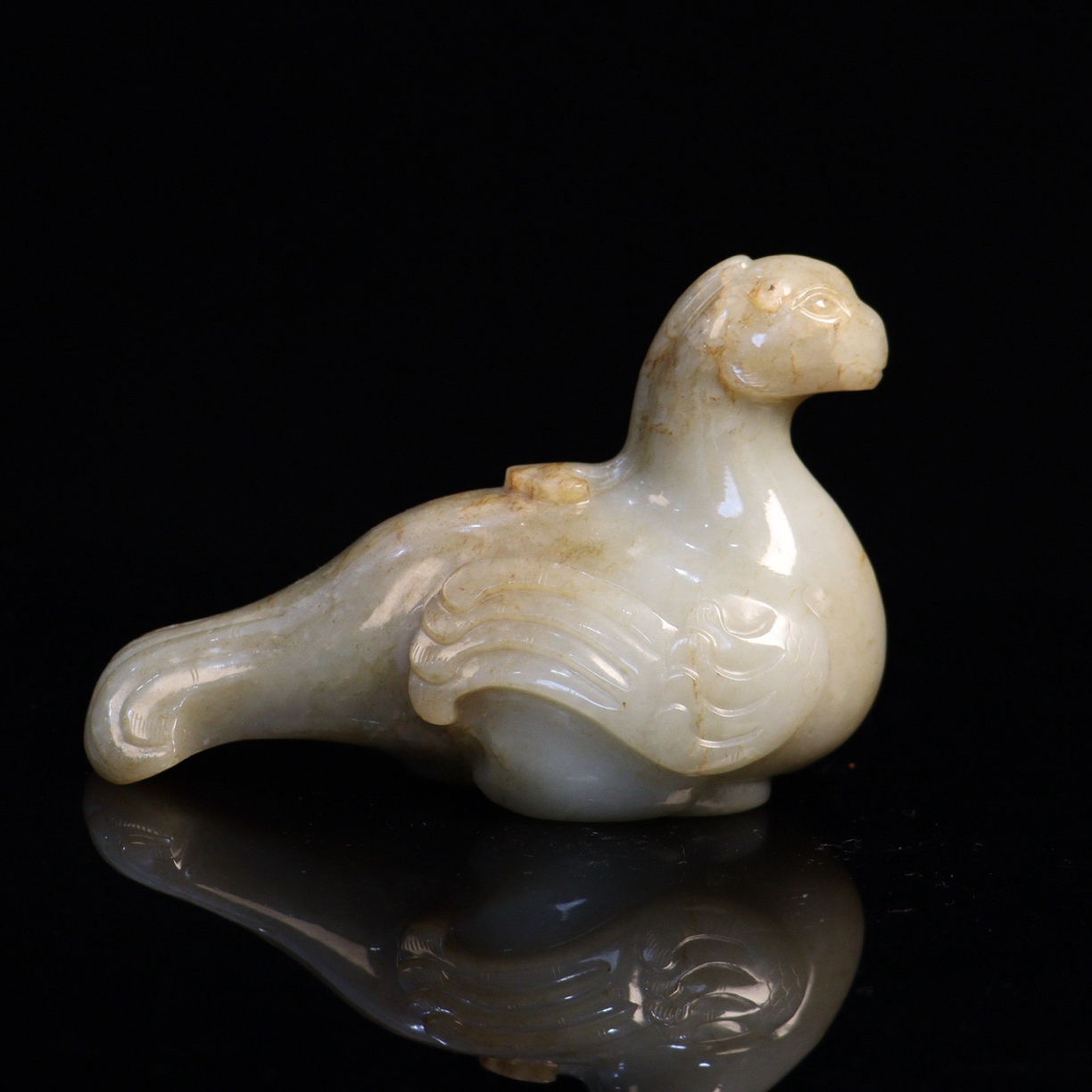 旧藏和田玉老玉朱雀摆件藏品100187