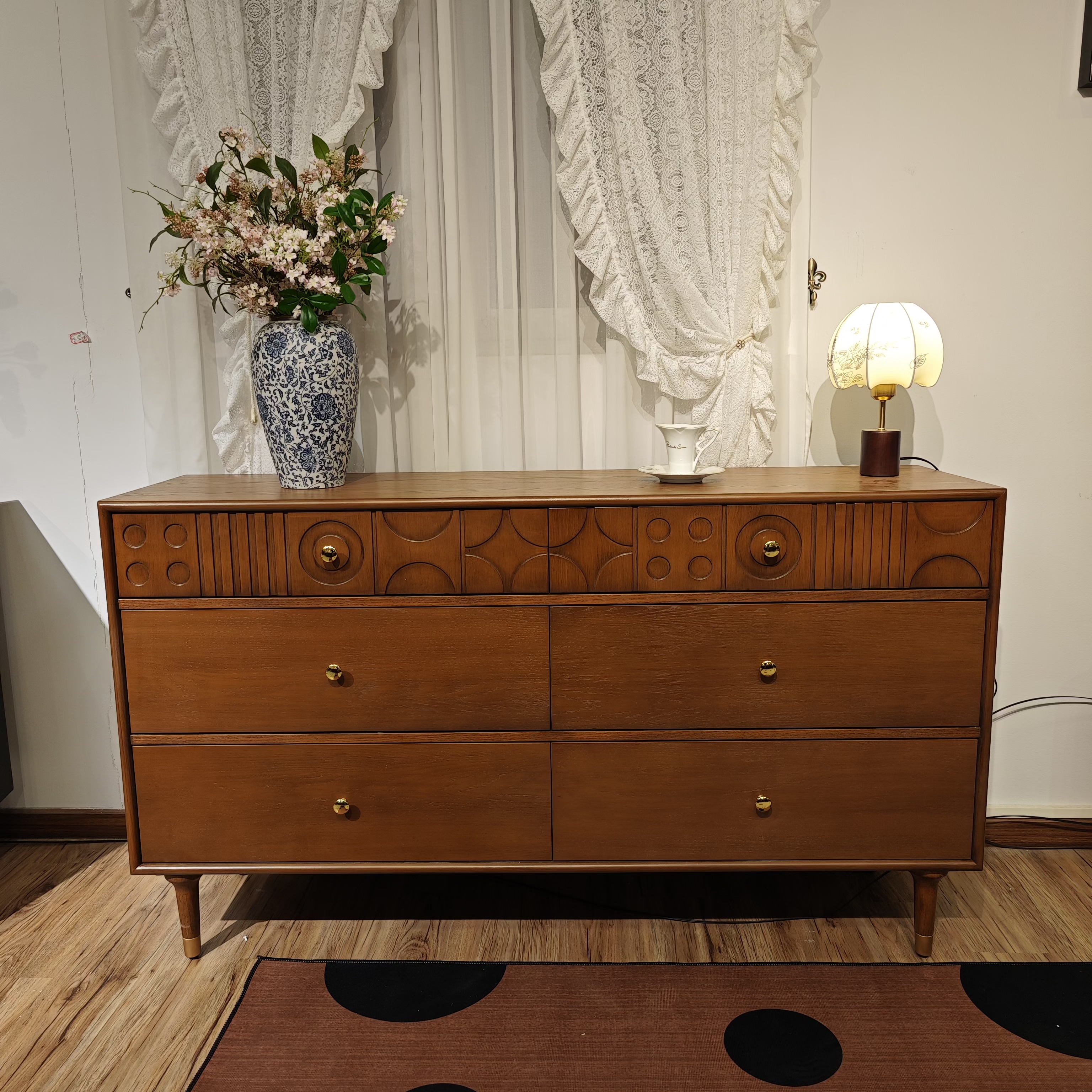 【马德里】北欧现代六斗柜中古风雕花收纳边柜靠墙储物立柜