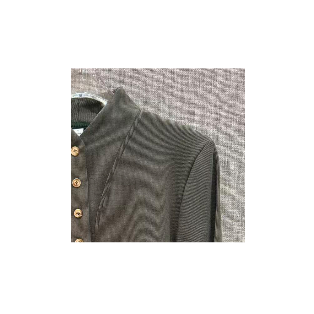 【松针绿】半开襟德绒设计感简约风长袖T恤BC338