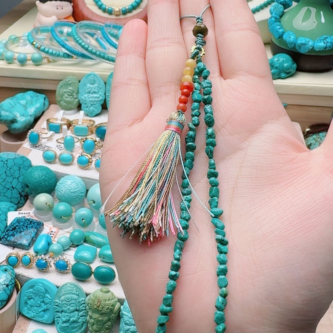 比***鱼绿松石未镶嵌高瓷绿手机链