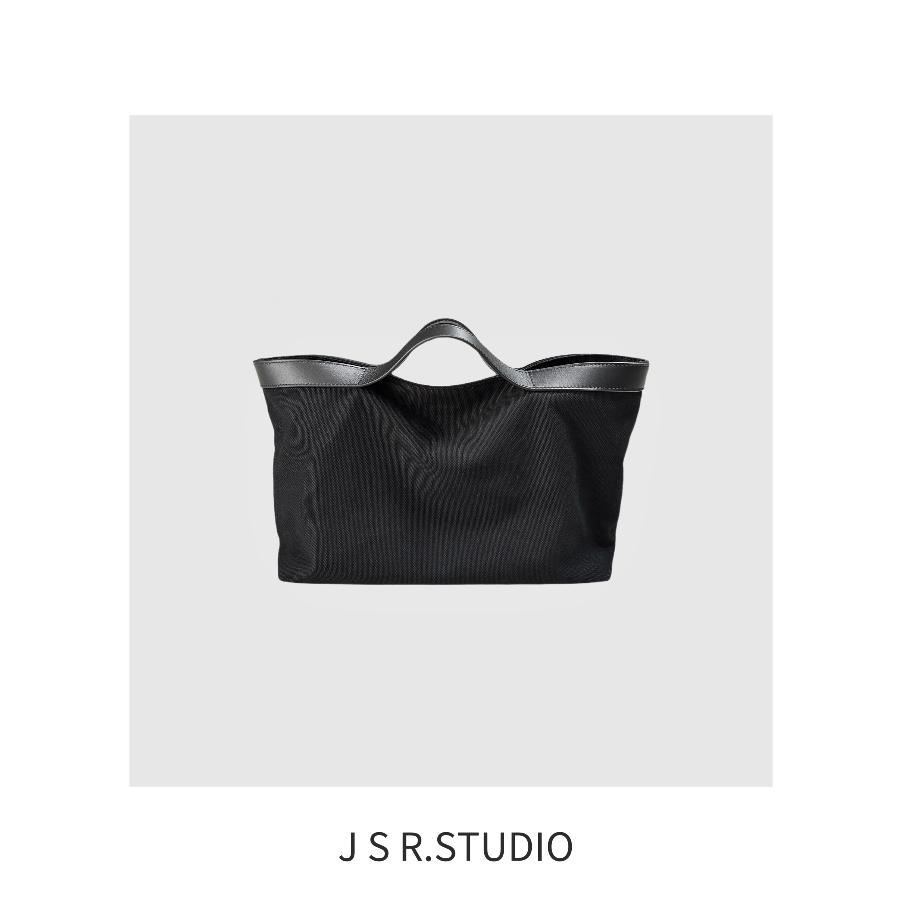 JSR studio 25秋冬小众百搭帆布拼接牛皮手提包包