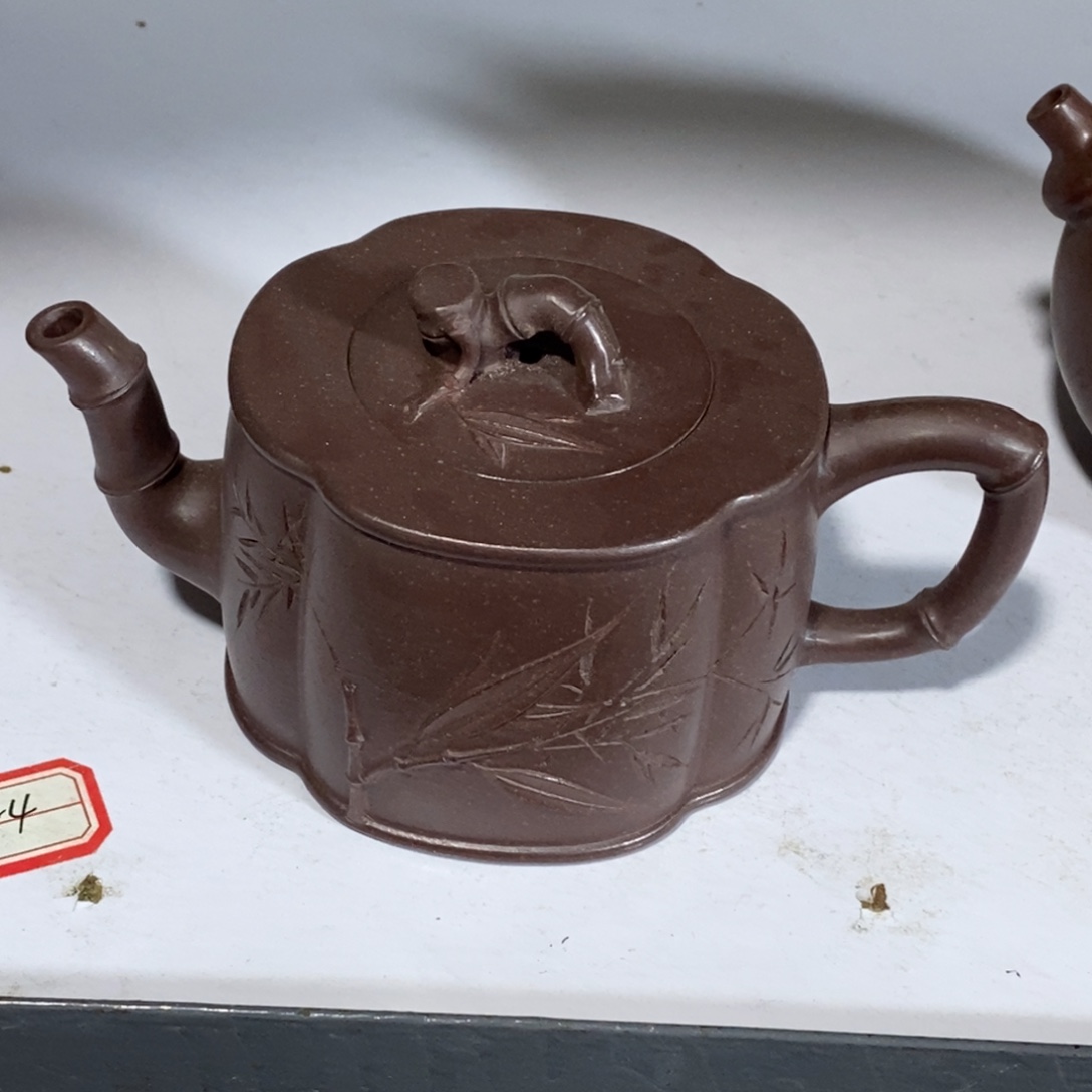 月***头茶壶紫砂白定4 海棠竹