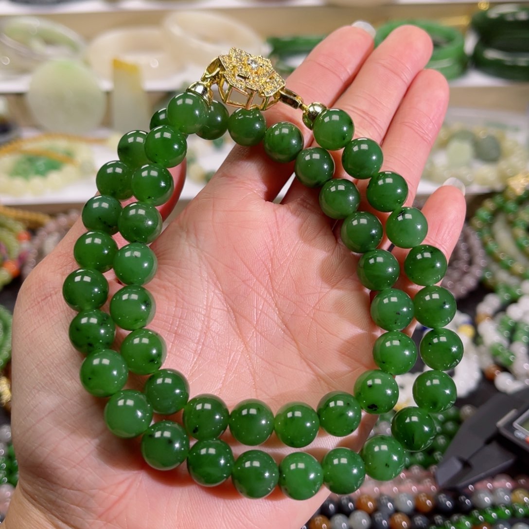 和田玉（碧玉）颈饰未镶嵌碧玉卡10项链