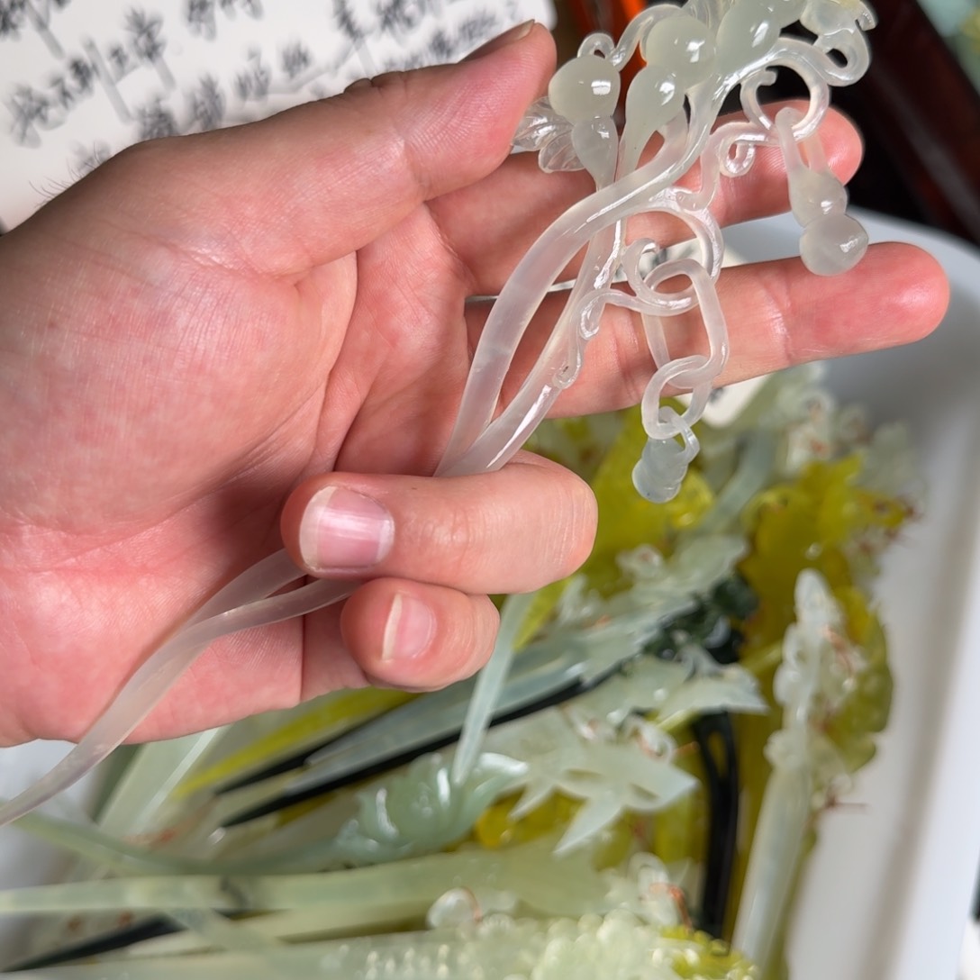 岫玉发饰未镶嵌明君玉簪就是好看