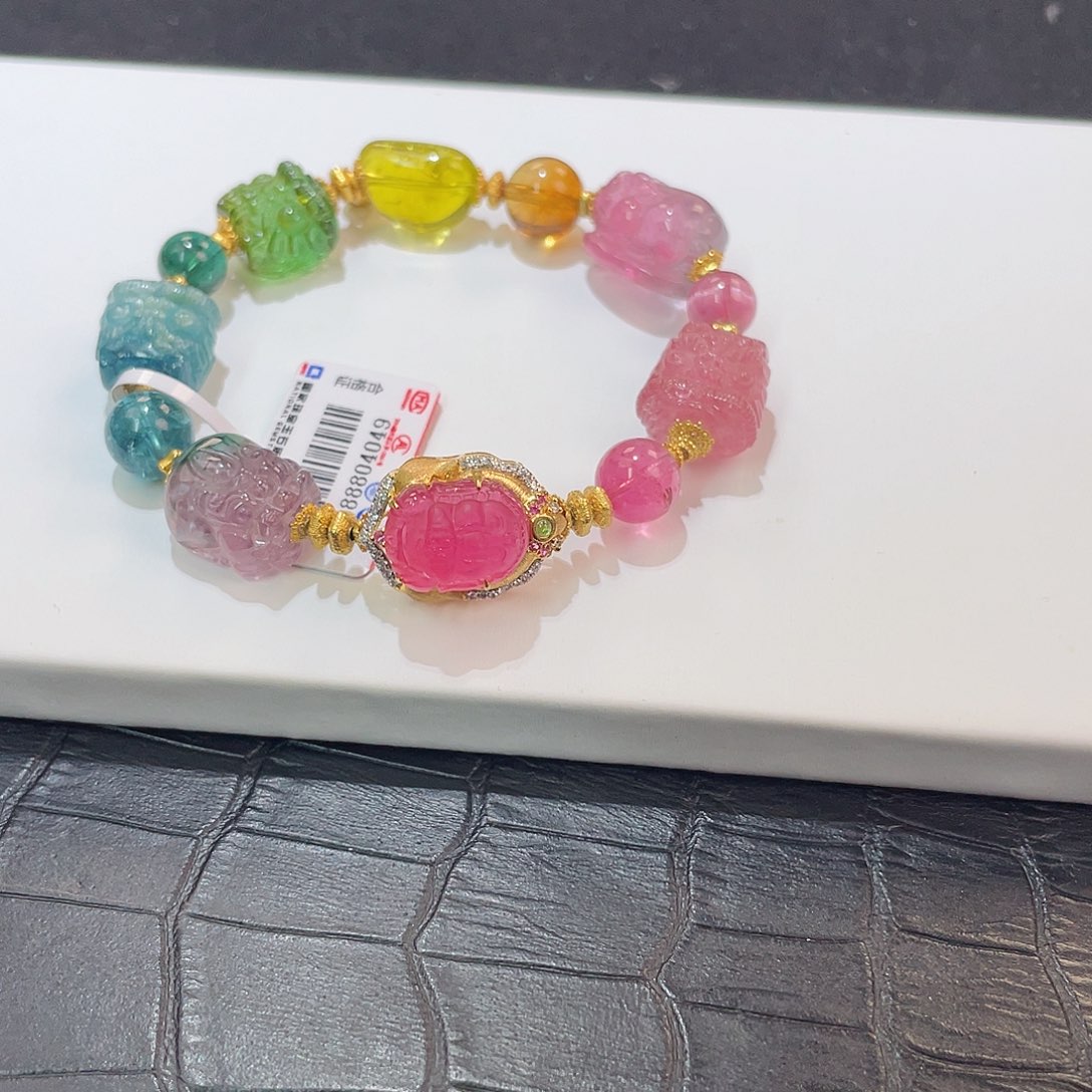 碧玺手链18K金镶嵌碧玺手链