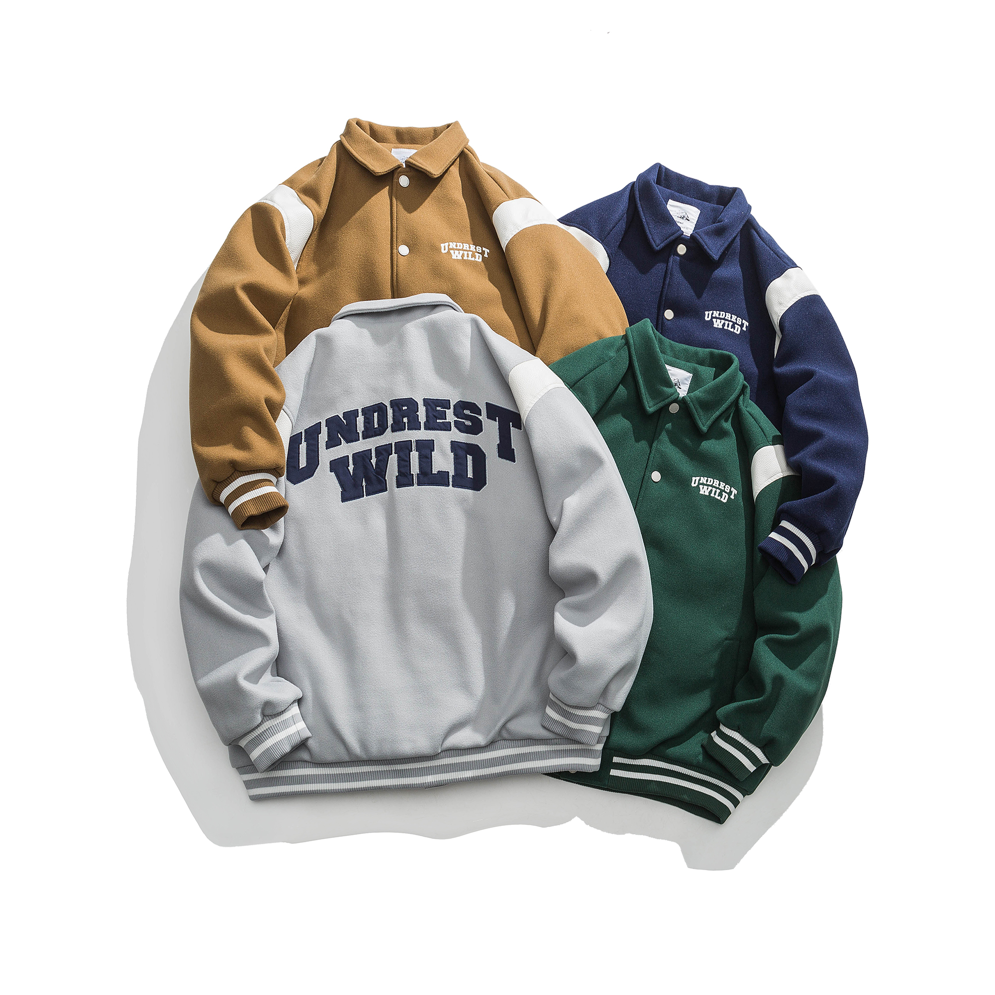 拼接撞色字母刺绣棉服学院风棒球服外套情侣款冬季棉衣 03