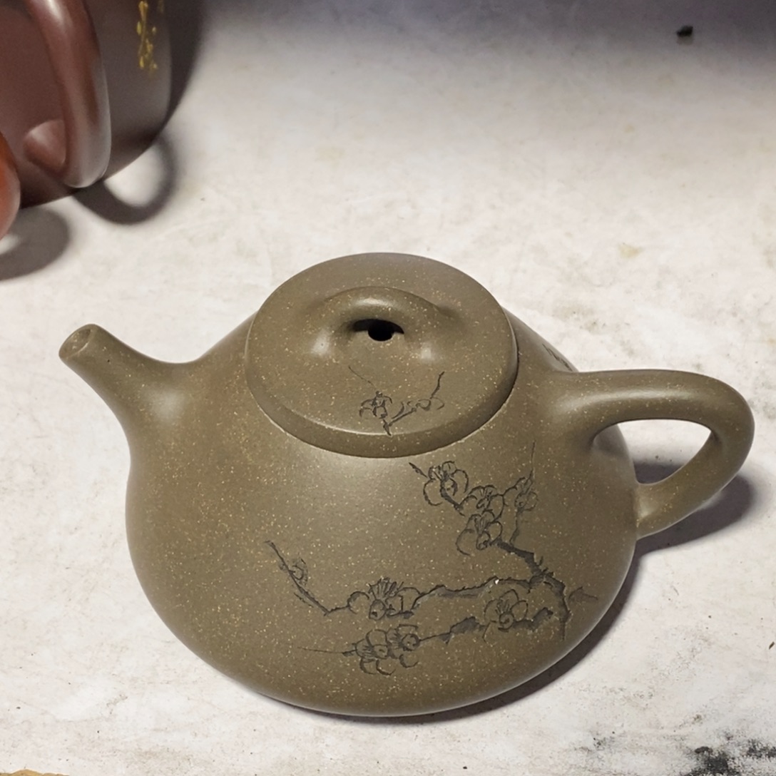 紫砂茶壶白13 子冶石瓢 青段