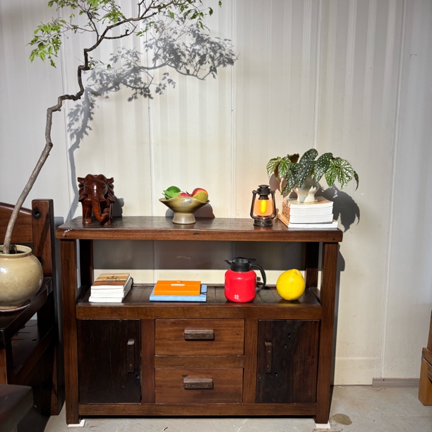 老船木餐边柜茶水柜玄关柜茶边柜多功能储物柜收纳柜置物架带抽屉