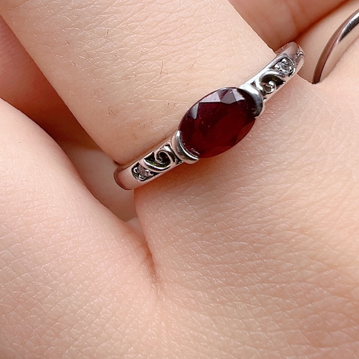 戒指银S925镶嵌红宝石