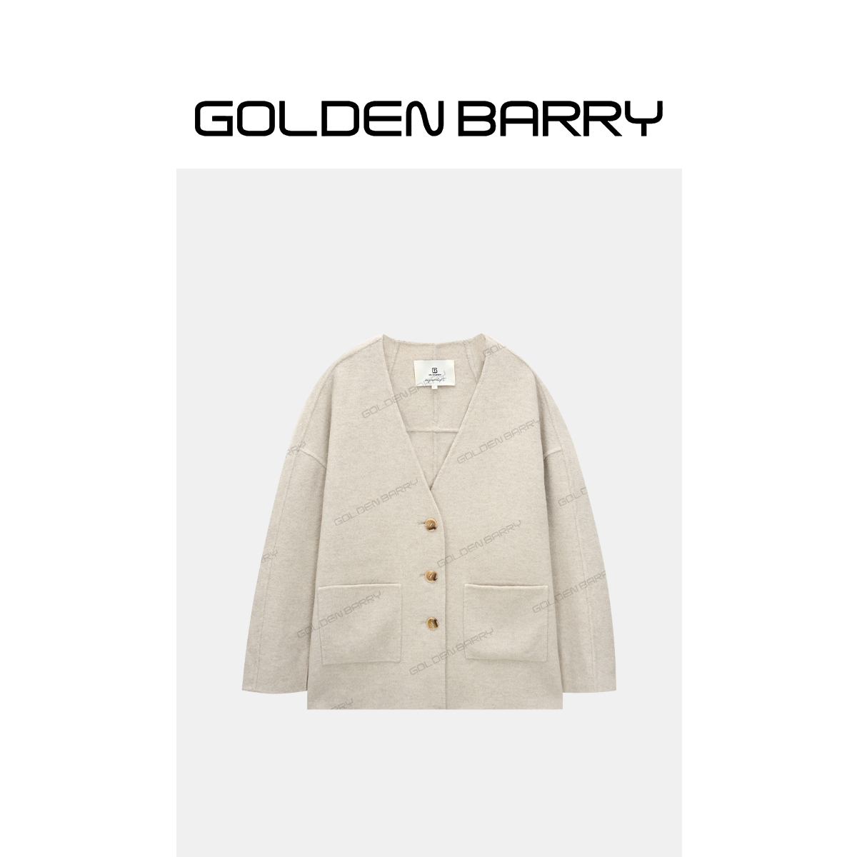 GOLDENBARRY|142051深V领双面呢外套宽松气质简约【微瑕】