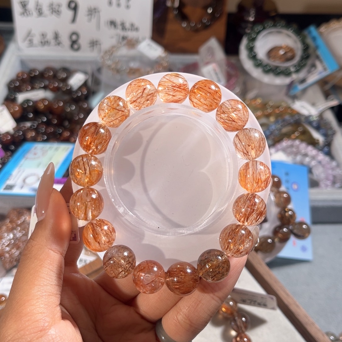 紧***咒水晶手链未镶嵌黑金超12m