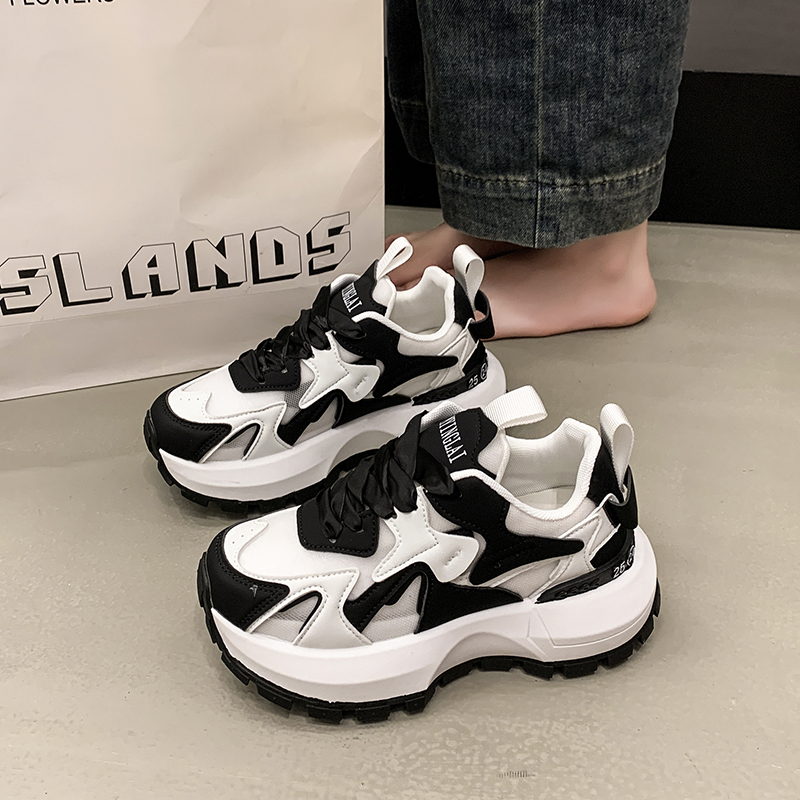 欧货老爹鞋女2025新款秋季厚底增高时尚百搭拼色显脚小运动休闲鞋
