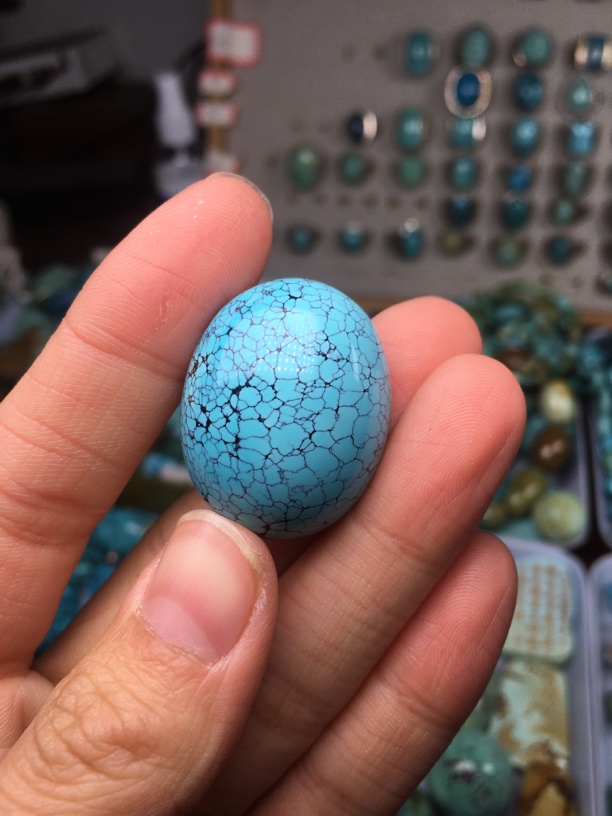 原矿绿松石蛋面 克重16.1 克价150
