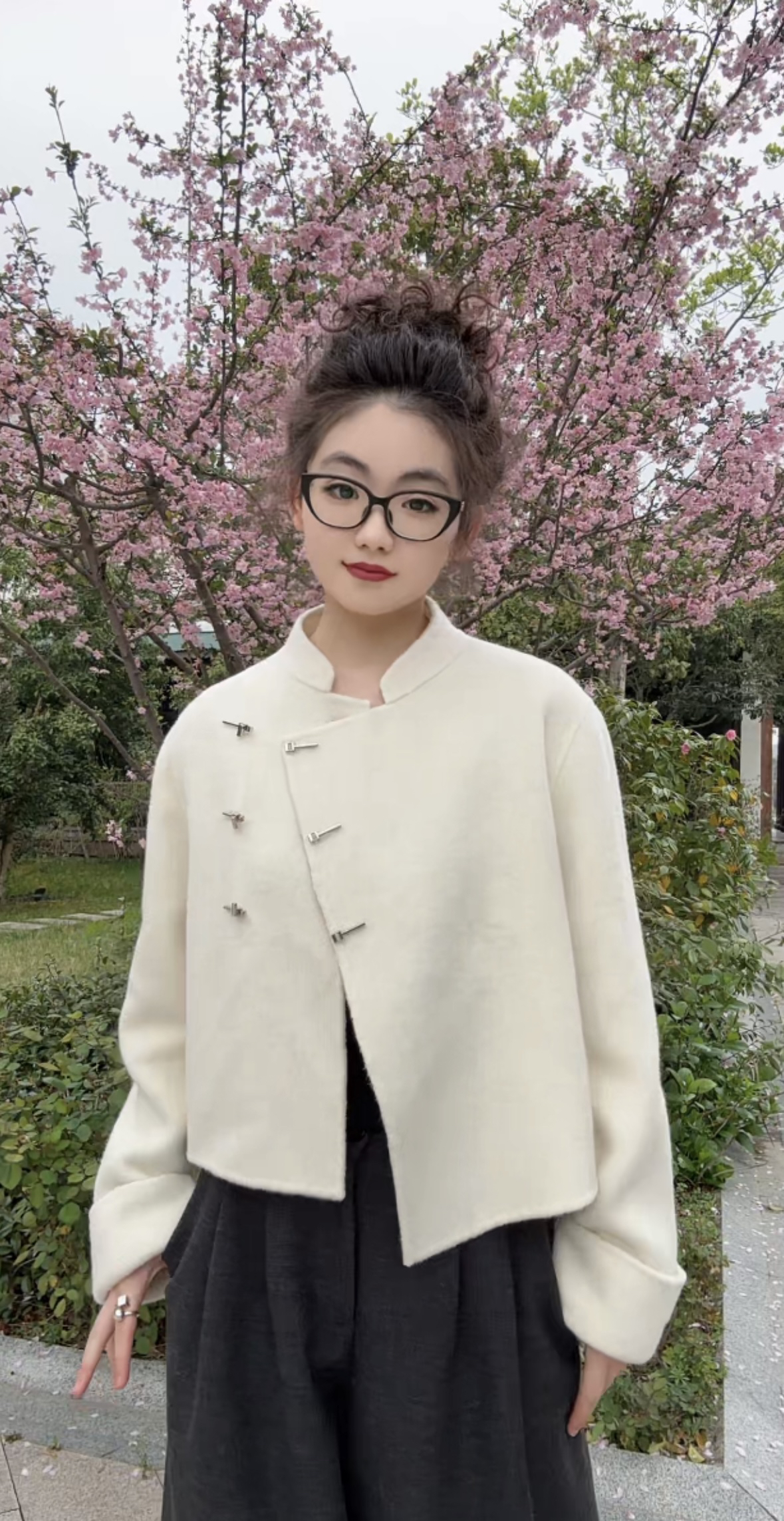 双面羊毛大衣女短款国风设计高级感小个子毛呢外套