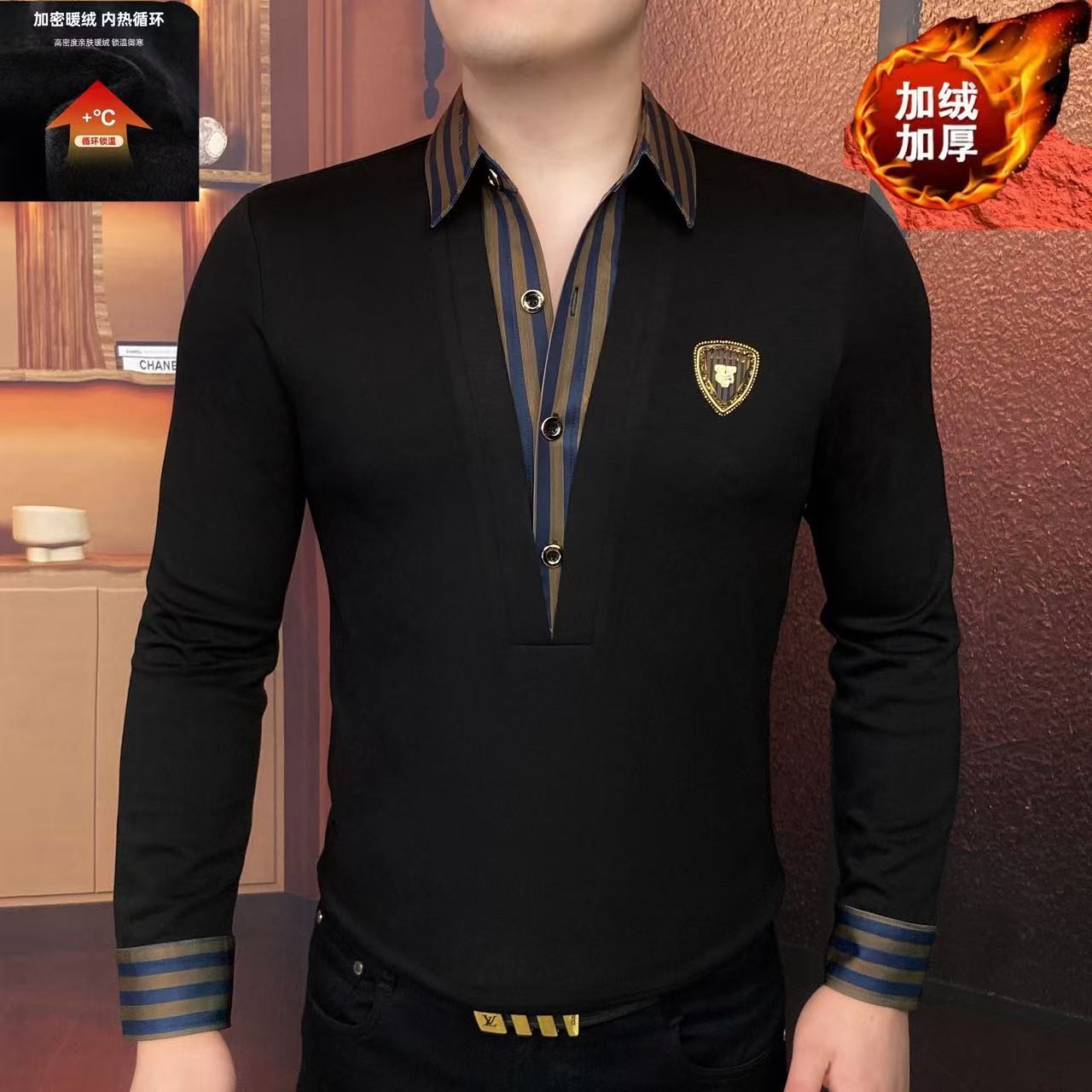 《锋尚》秋冬加绒新款卫衣长袖帅气时尚休闲轻奢男士潮流百搭商务