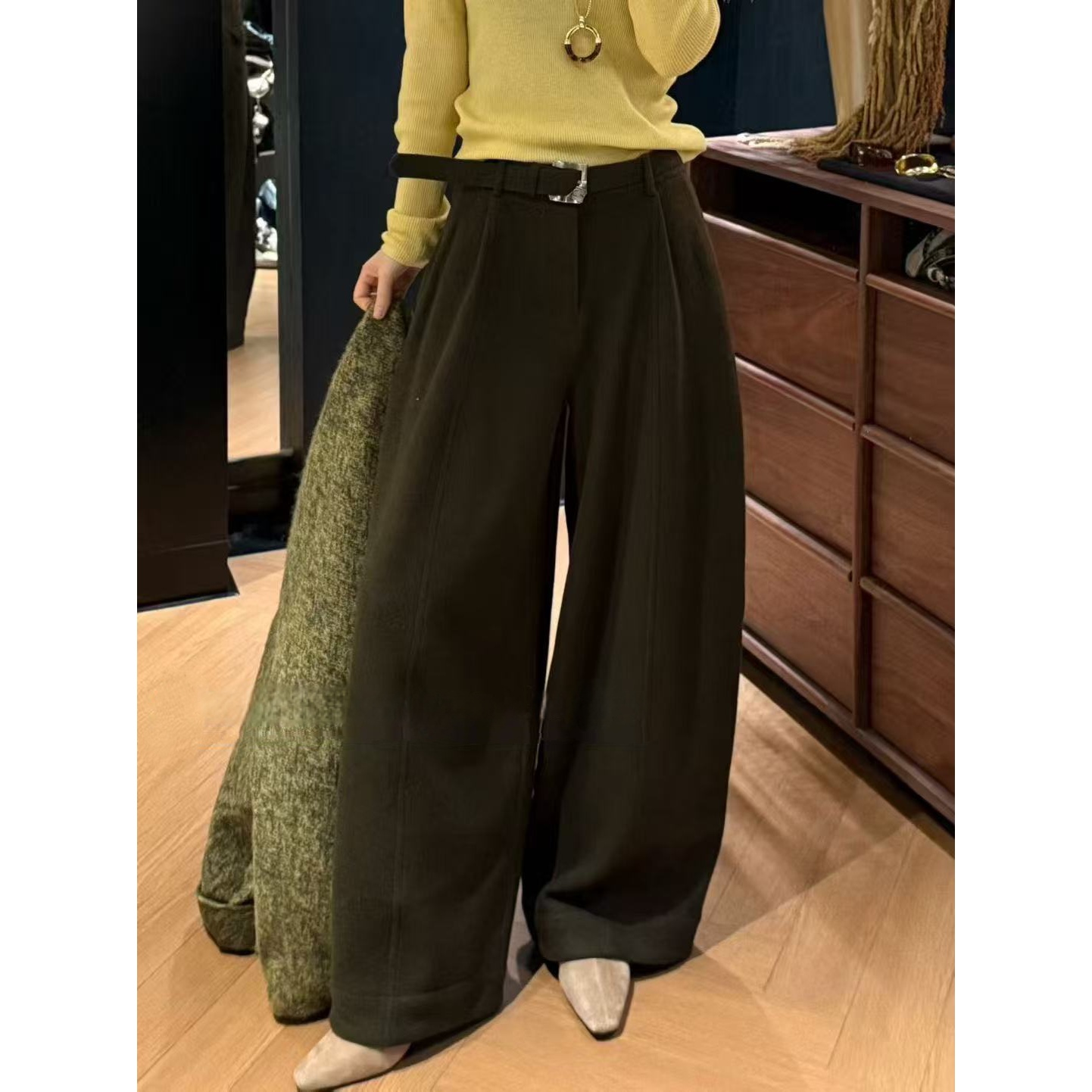 秋冬厚款高腰百搭阔腿裤女裤