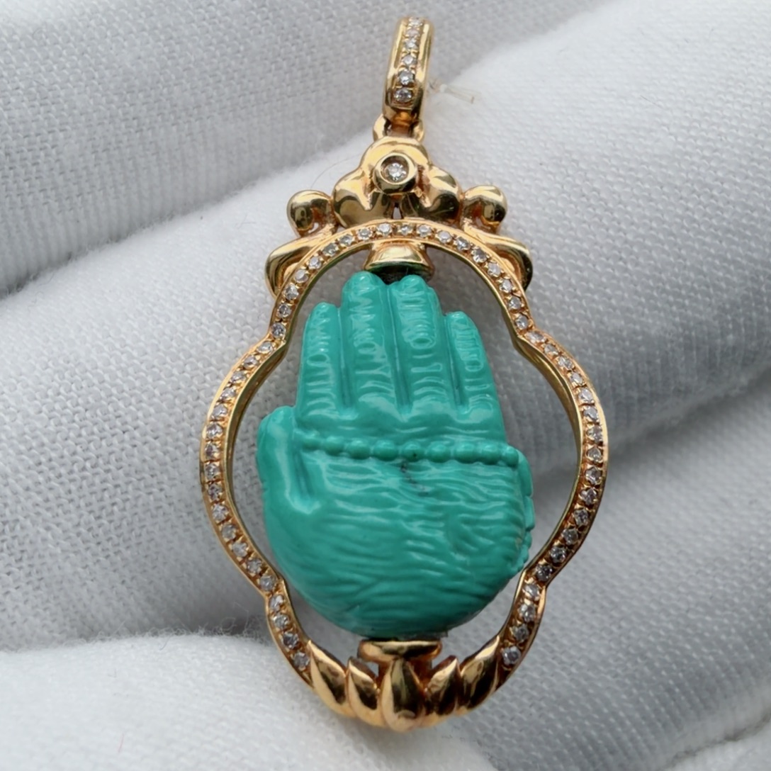 绿松石18K金镶嵌珠宝奇石