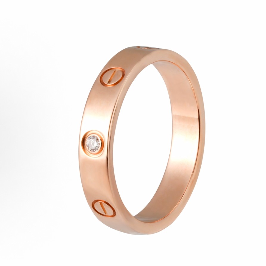 99新 Cartier/卡地亚 love单钻戒指玫瑰金52号16184380