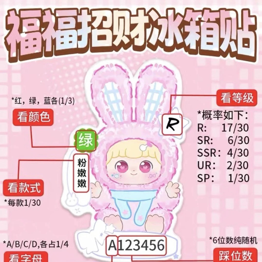 【后二】福福招财冰箱贴盲盒盲袋（媛子专属）