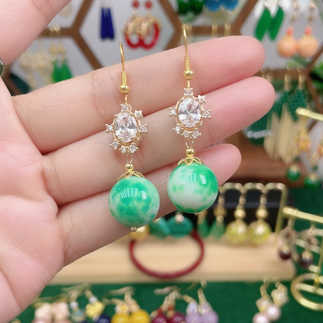 玛瑙/玉髓合金耳饰