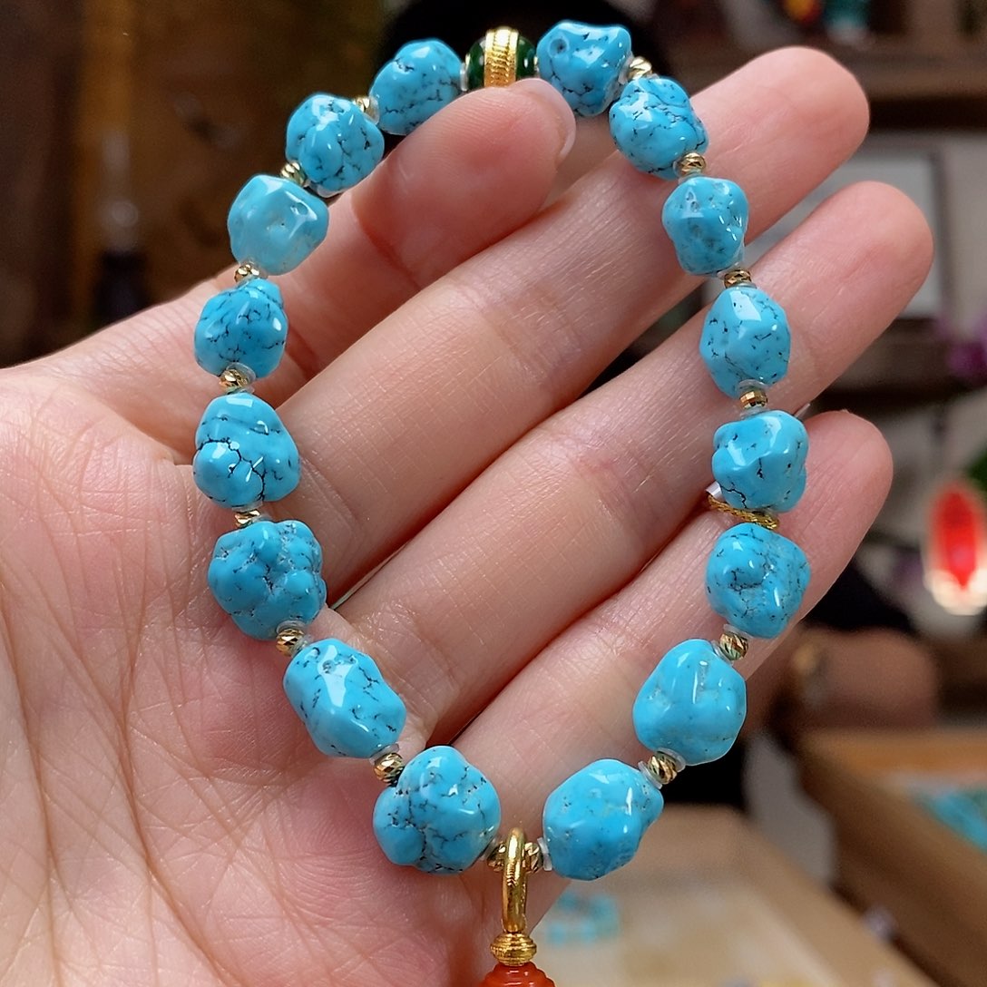 18K金镶嵌绿松石珠宝奇石